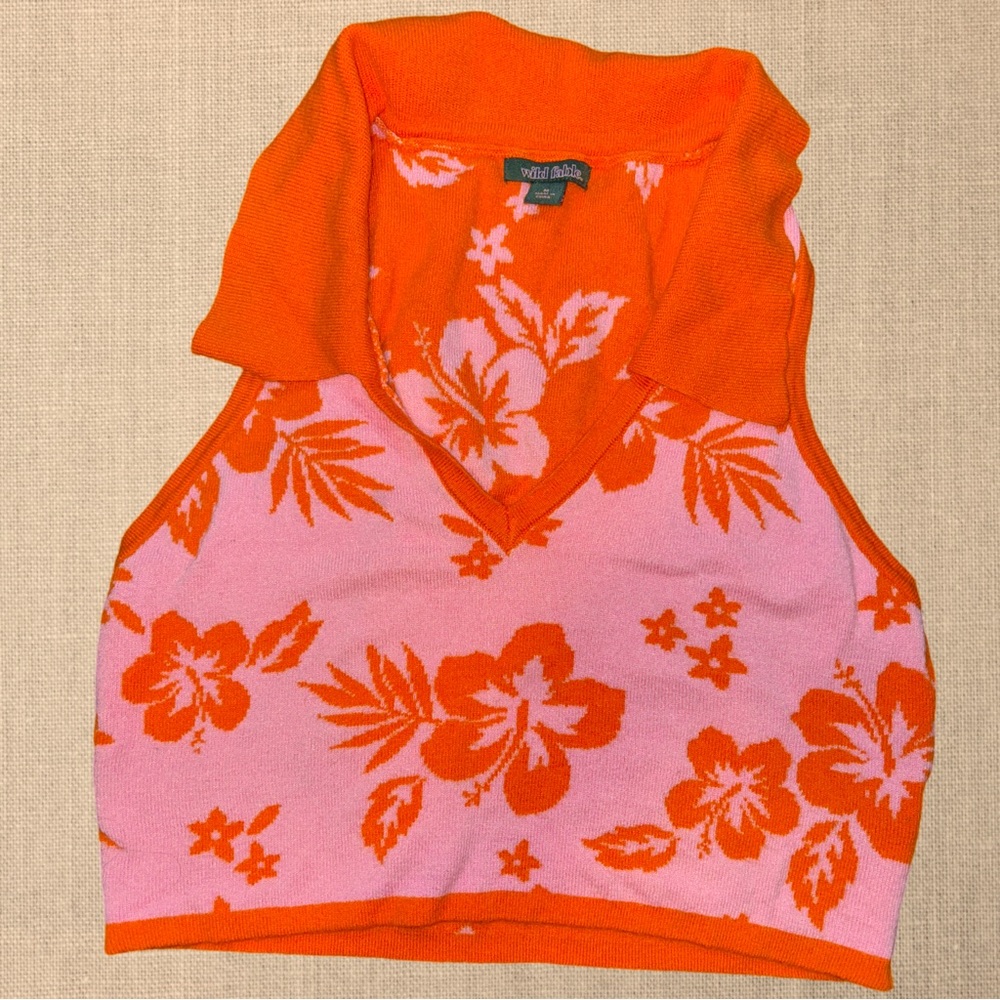 Orange and Pink Floral Knit Top Wild Fable brand